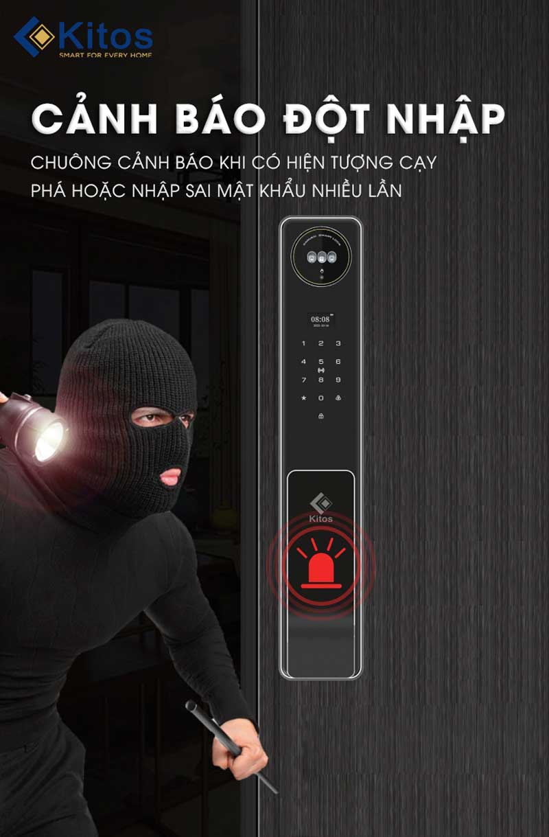 Cảnh báo thông minh trên khóa Kitos KT-X8