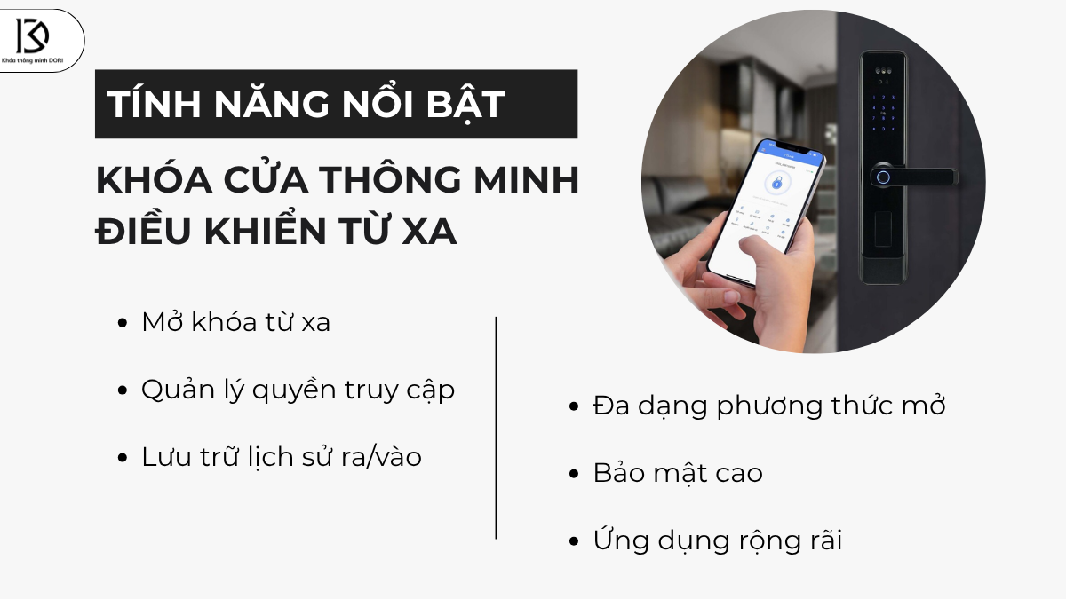 T&iacute;nh Năng Nổi Bật Của Kh&oacute;a Cửa Th&ocirc;ng Minh Điều Khiển Từ Xa